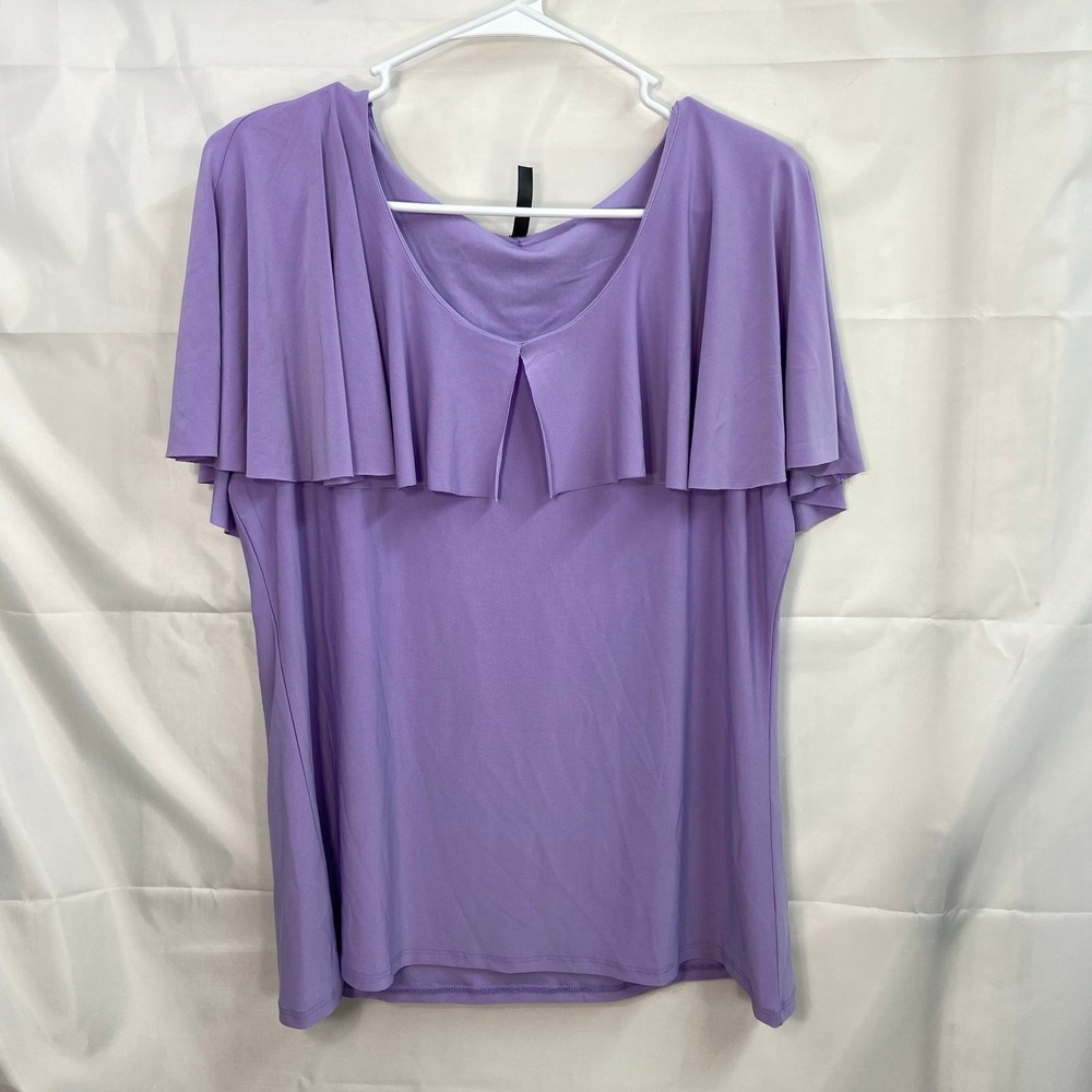 Bleeker &‎ McDougal women's purple flowy sleeve stretch scoop neck blouse XL